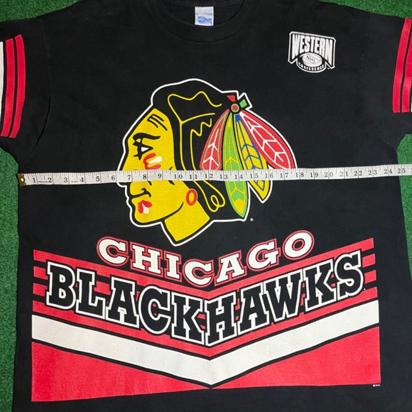 Chicago Black Hawks Vintage Salem Sportswear All Over Print Tshirt - Picture 3 of 7